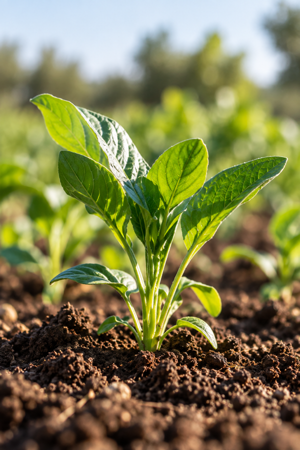 Jeune plante en croissance dans une terre fertile